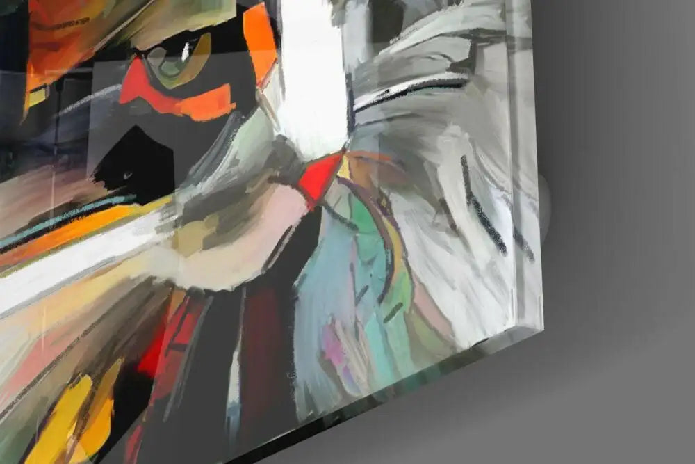 Vibrant abstract art print with bold brushstrokes and colorful geometric shapes for modern home decor