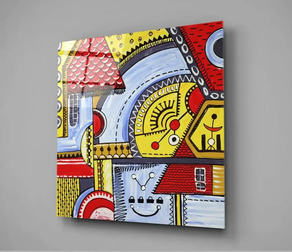 Vibrant abstract wall art with colorful geometric patterns and playful shapes for modern home decor