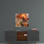 Vivid abstract volcano eruption wall art for modern living room decor