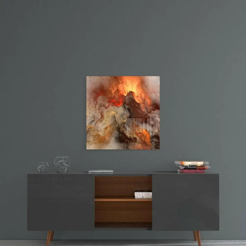 Vivid abstract volcano eruption wall art for modern living room decor