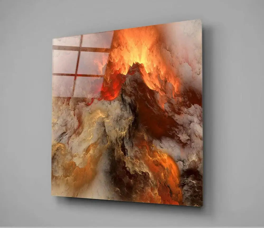 Abstract fiery mountain art for vibrant home decor