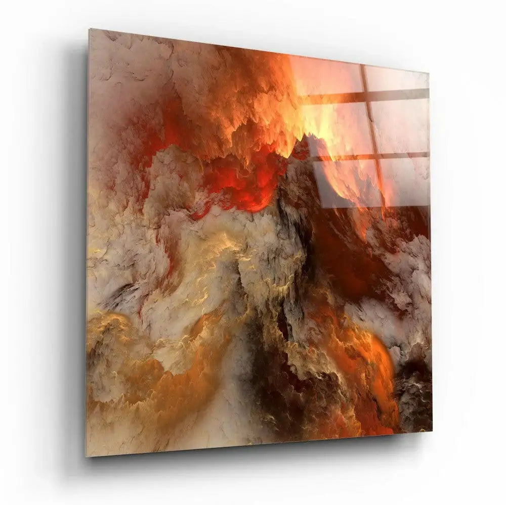Vibrant abstract art with fiery red and orange clouds, perfect for modern home decor