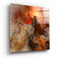 Vibrant abstract art with fiery red and orange clouds, perfect for modern home decor