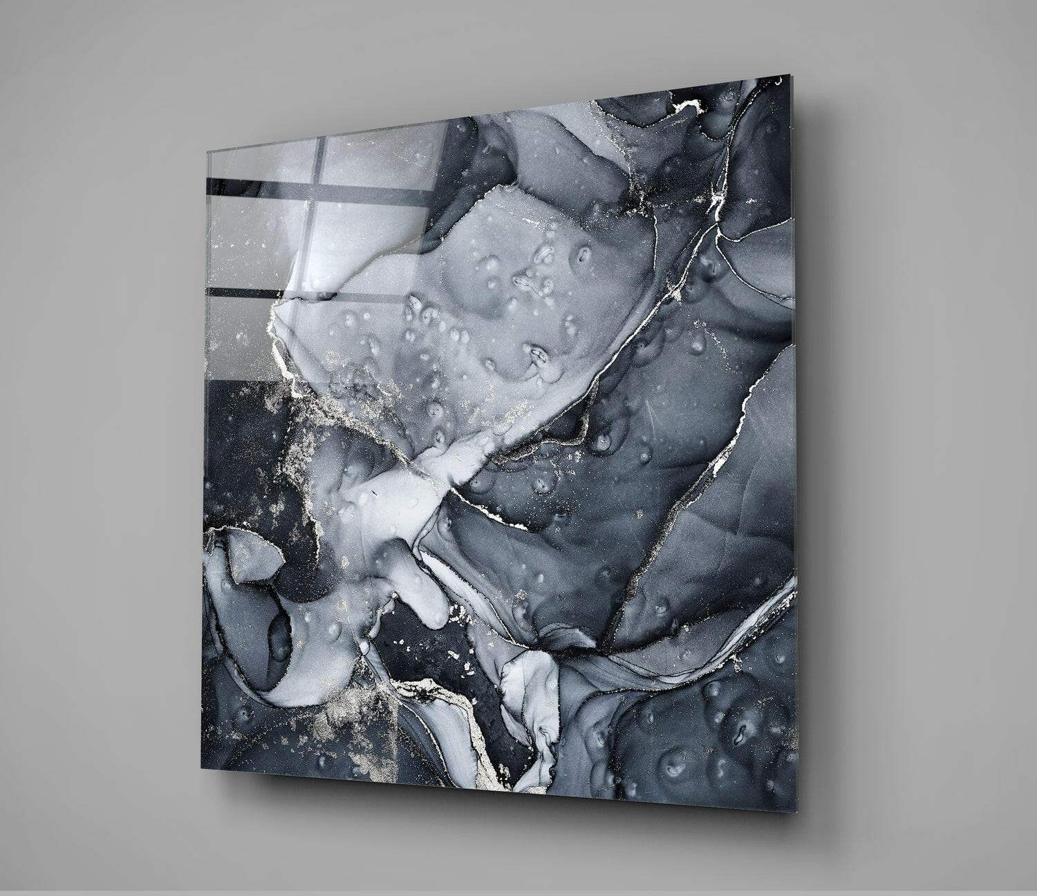 Abstract black and white wall art with gold accents for modern home decor