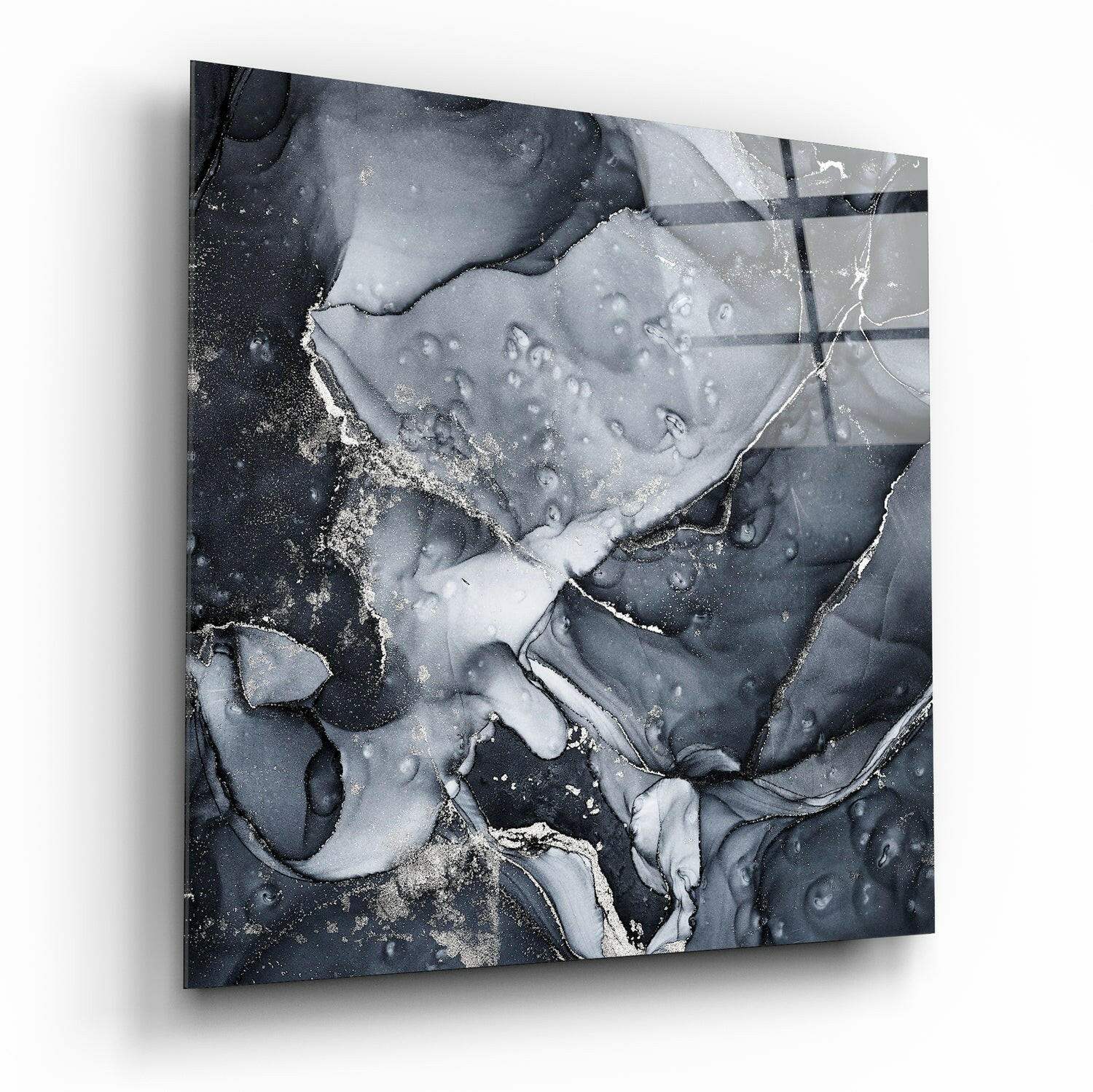 Abstract black and white marble art with gold accents for modern home decor