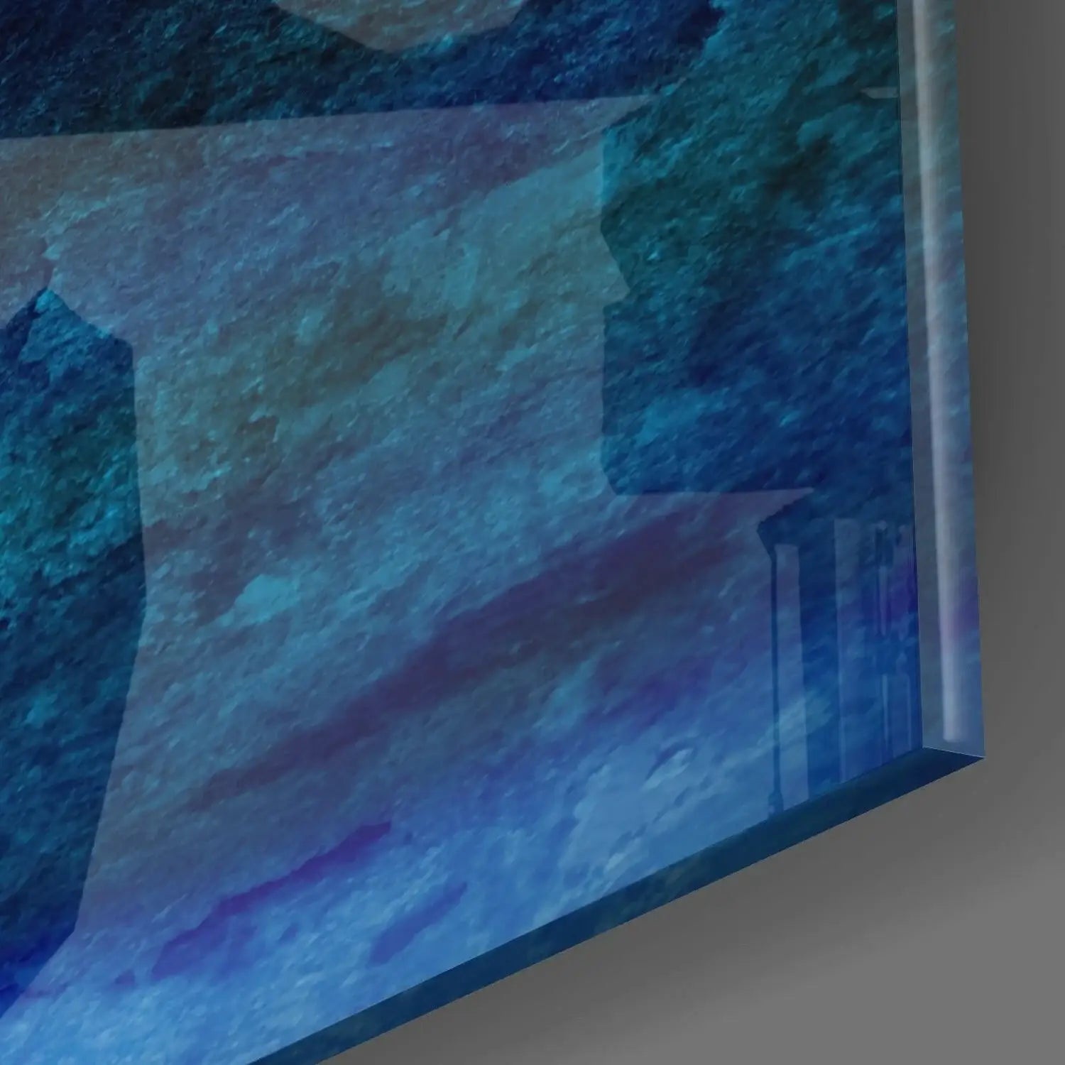 Abstract blue textured wall art with geometric shapes for modern home decor