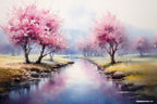 Blossoms River Watercolor Sukkah Mural