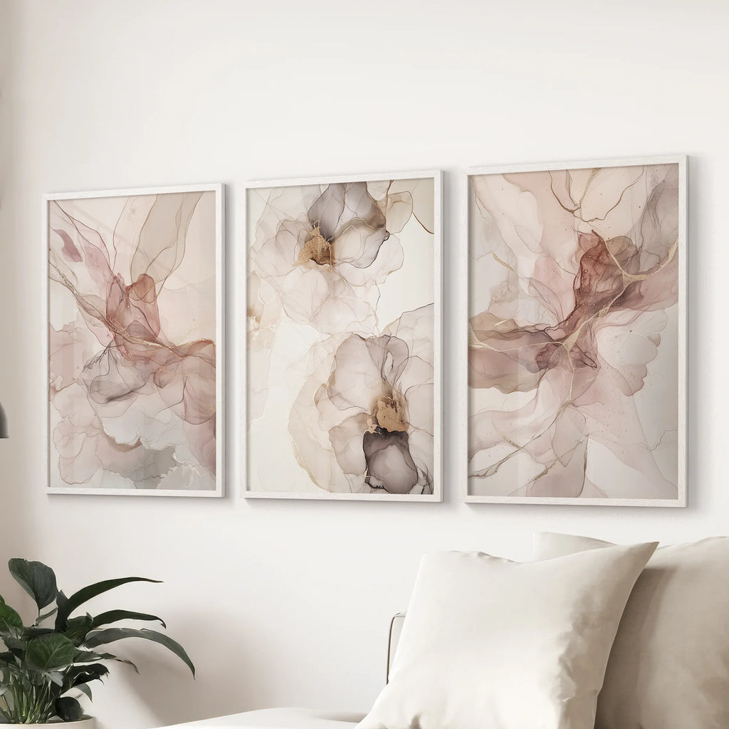 Minimalist Abstract Watercolor Triptych - Multiple Sizes