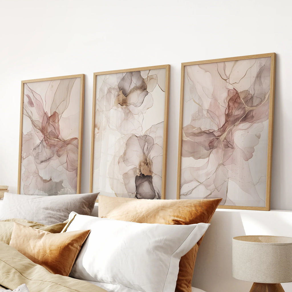 Minimalist Abstract Watercolor Triptych - Multiple Sizes