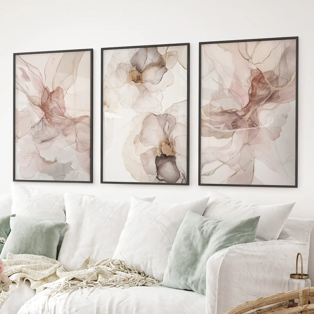 Minimalist Abstract Watercolor Triptych - Multiple Sizes