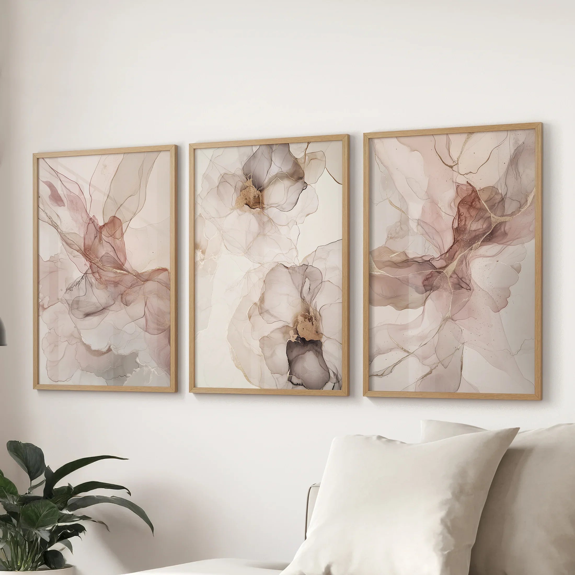Minimalist Abstract Watercolor Triptych - Multiple Sizes