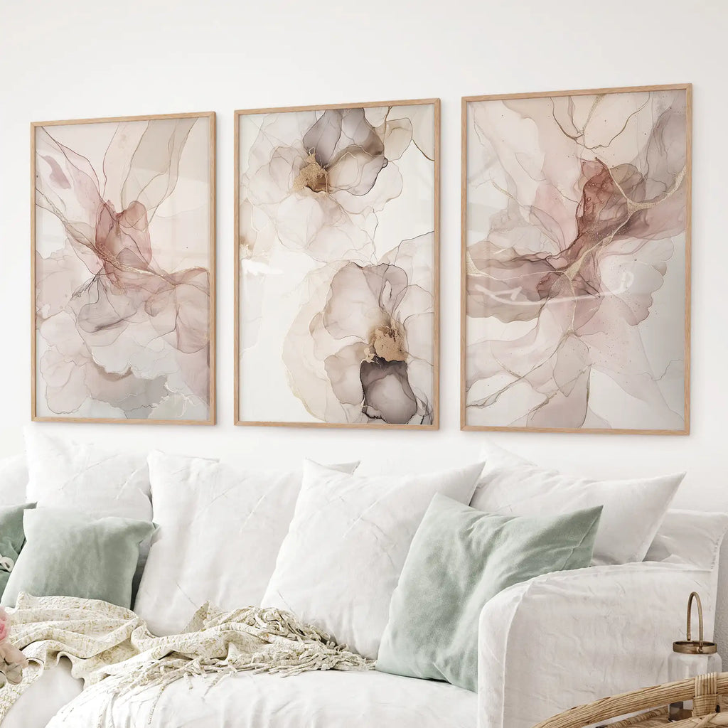 Minimalist Abstract Watercolor Triptych - Multiple Sizes