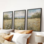 Neutral Meadow Wildflowers Wall Art. Set of 3 Nature Prints