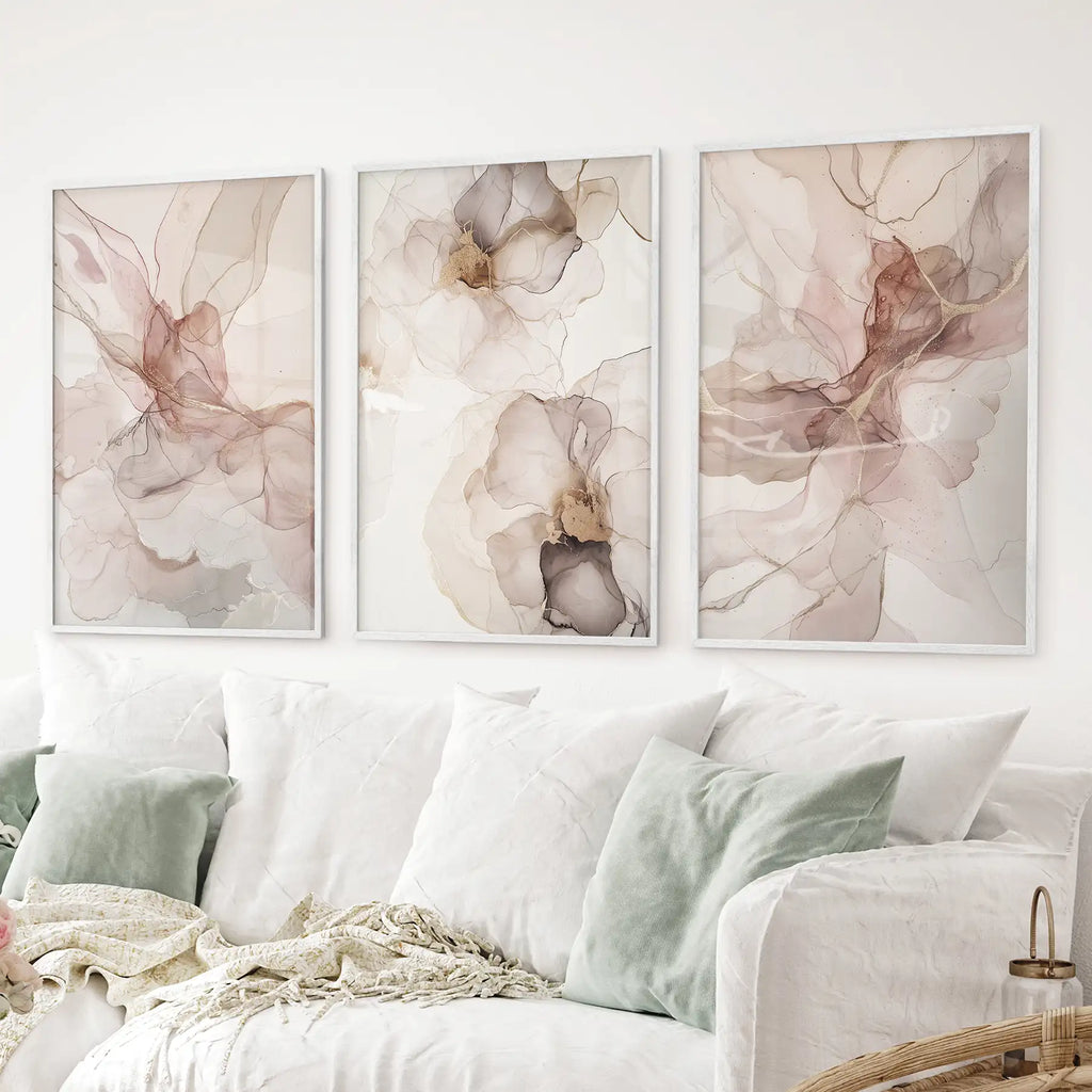 Minimalist Abstract Watercolor Triptych - Multiple Sizes